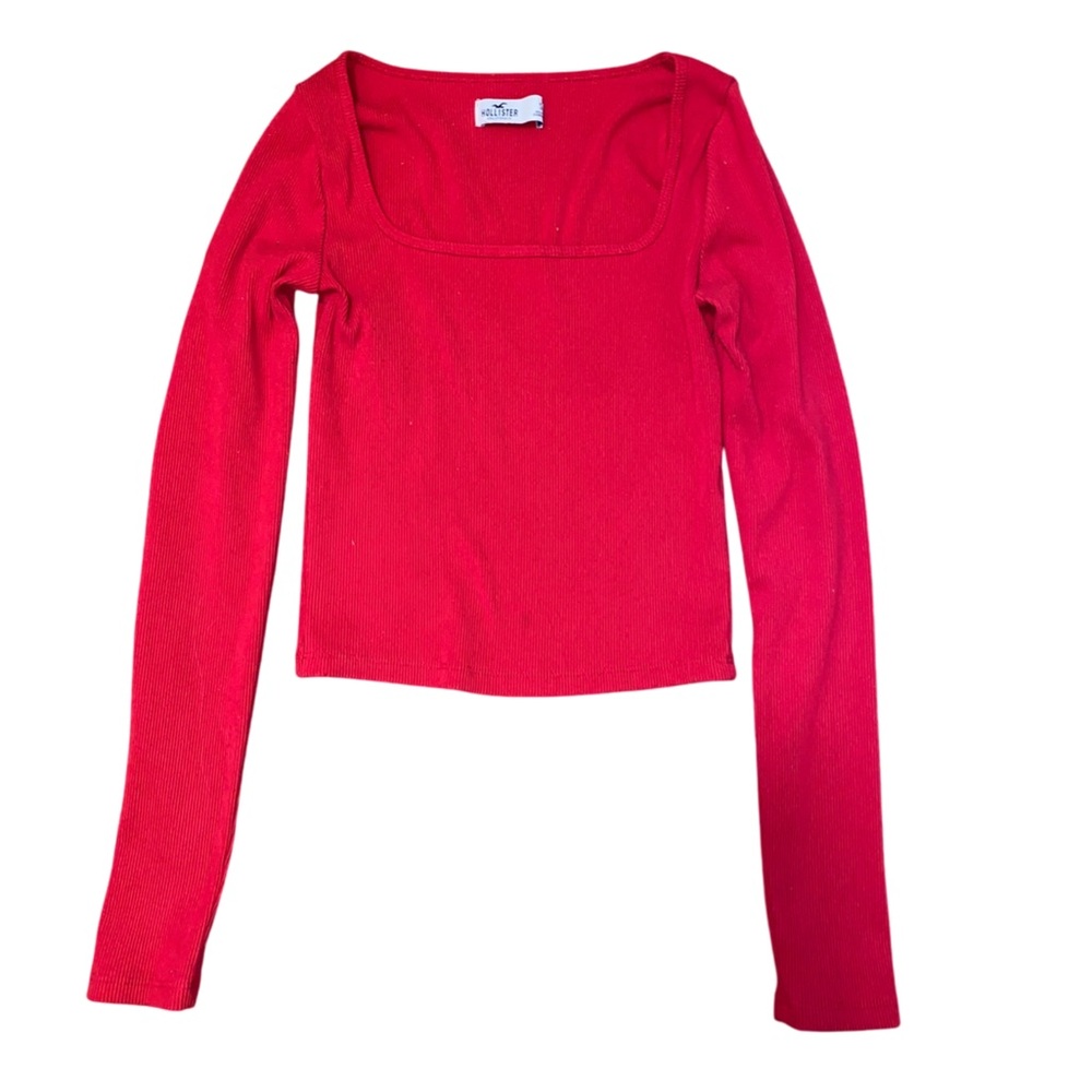 HOLLISTER RIBBED SEAMLESS FABRIC SQUARE-NECK TOP